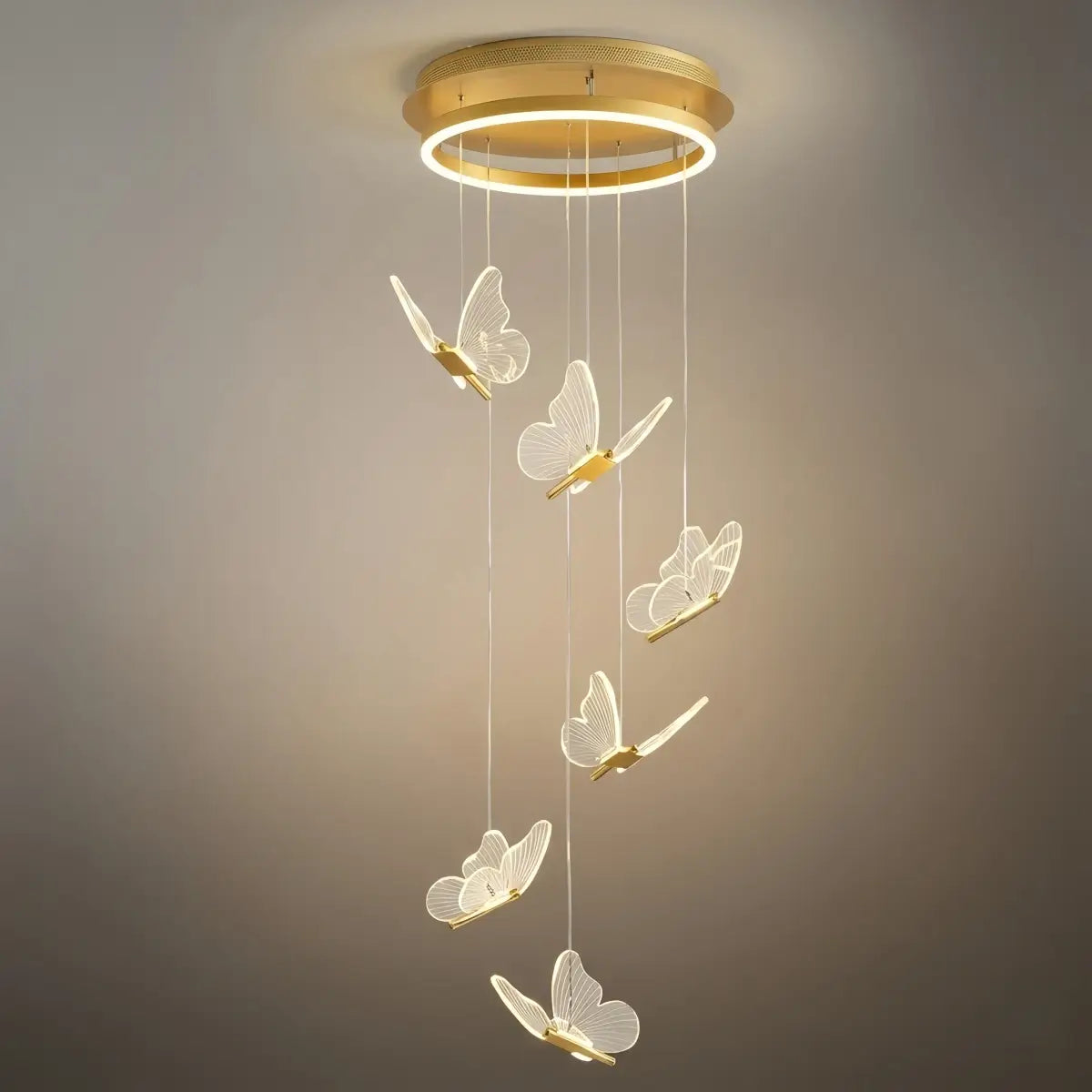 Modern Light‑Luxury Pendant Light — Metal & Acrylic with Butterfly Design